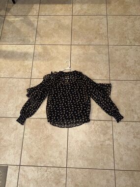 Calligraphie Vintage OG Floral Long Sleeve Black Cream Blouse